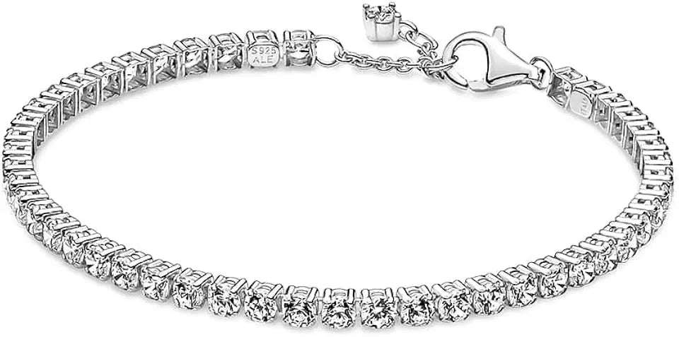 Sterling Silver Cubic Zirconia Tennis Bracelet, 18 cm