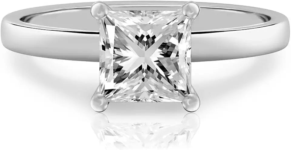 Gold-Tone Moissanite Solitaire Engagement Ring