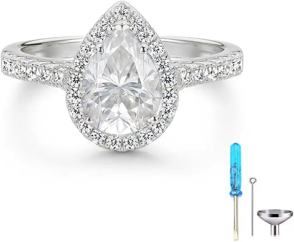 Sterling Silver Moissanite Memorial Ring
