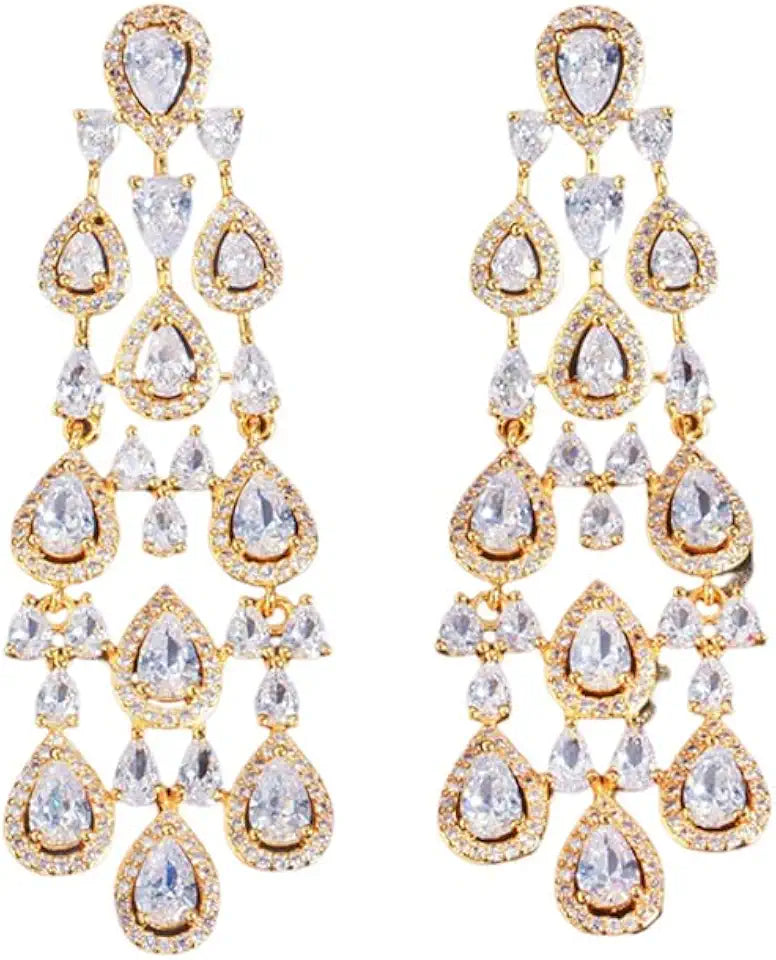 Gold-Tone Moissanite Drop Earrings