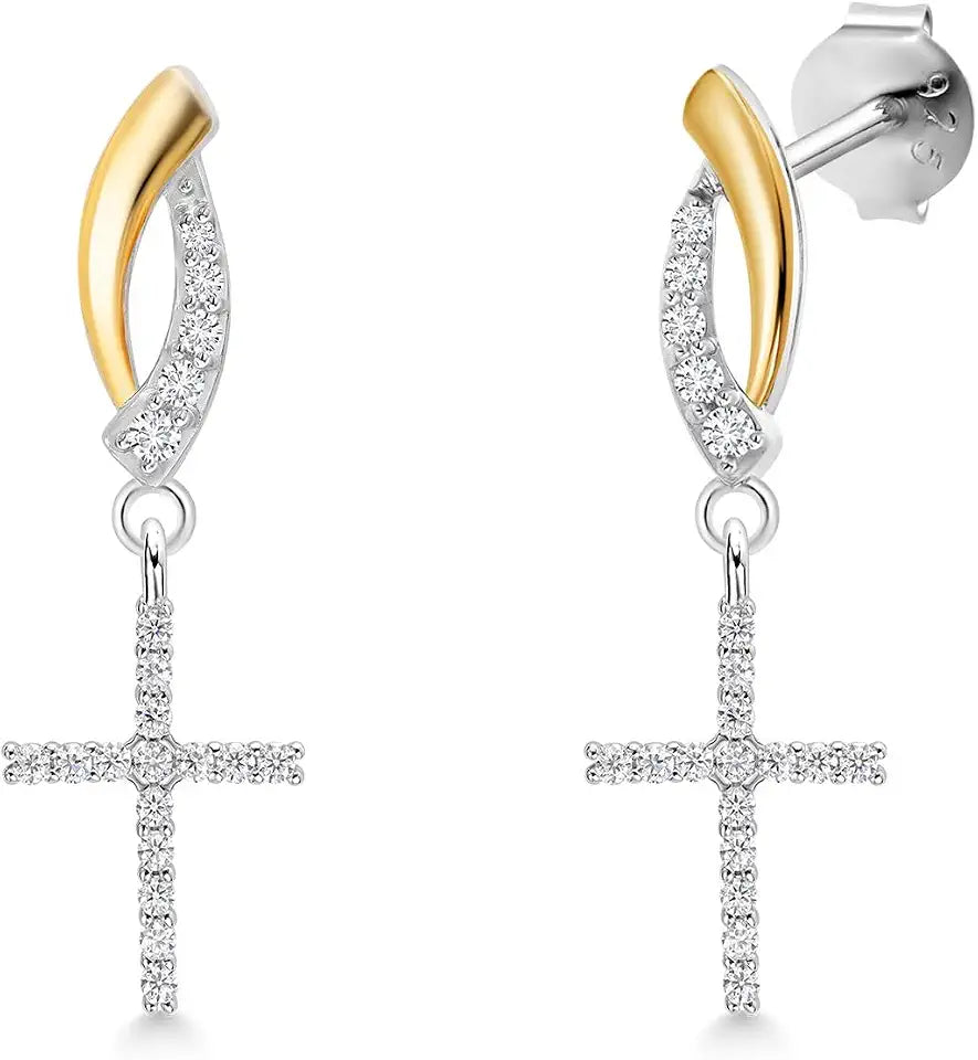 Gold-Tone Sterling Silver Moissanite Earrings