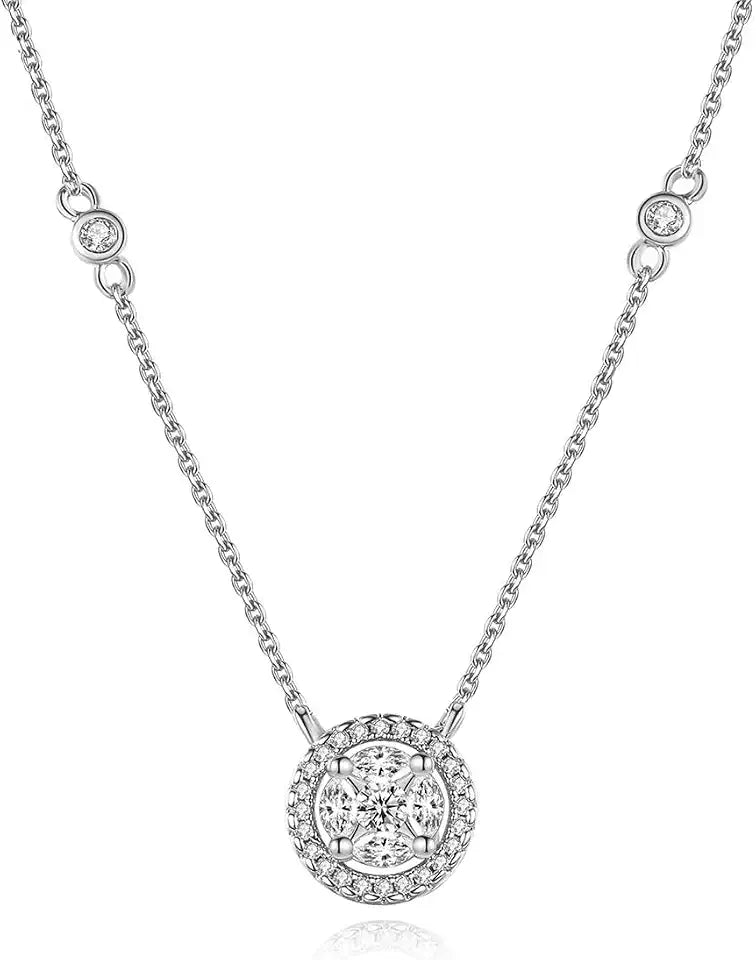 Gold-Tone Round Moissanite Necklace