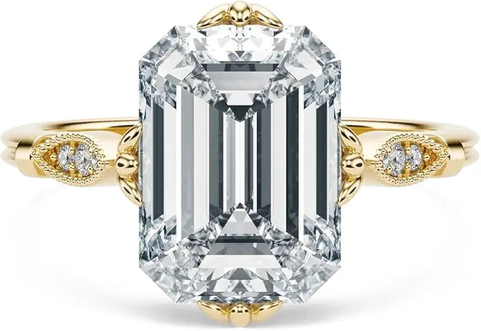 Emerald-Cut Moissanite Engagement Ring