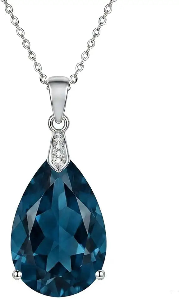 Sterling Silver Teardrop Birthstone Necklace