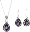 Sterling Silver Teardrop Amethyst Jewelry Set