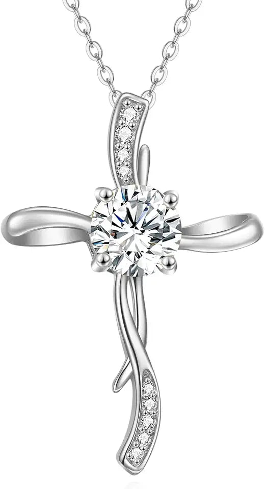 18K Gold-Plated Sterling Silver Moissanite Cross Star Necklace