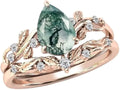 Gold-Tone Sterling Silver Pear-Cut Moissanite Engagement Ring