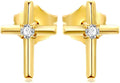 Gold-Tone Stud Cross Earrings