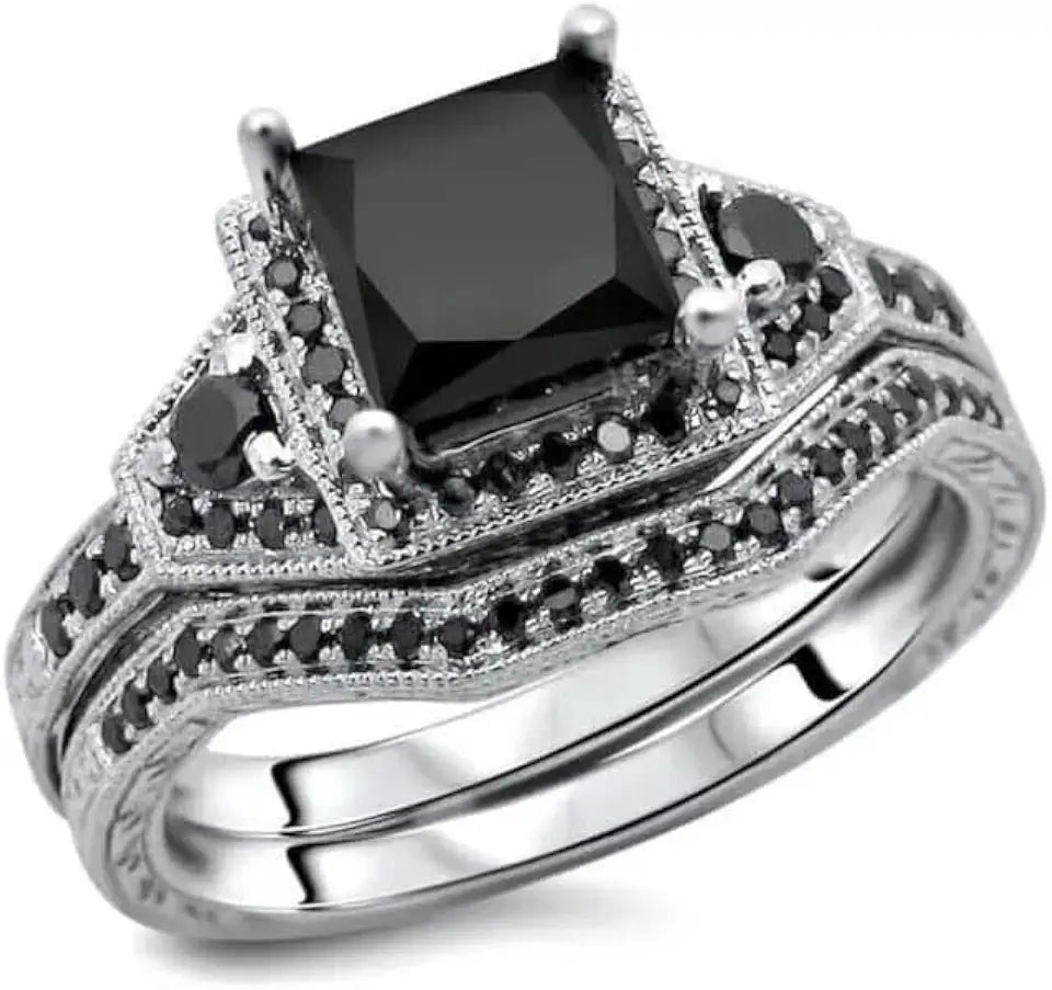 14K White Gold-Plated Sterling Silver Lab-Grown Diamond Ring