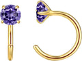 Gold-Tone Round Birthstone Hoop Huggie Earrings
