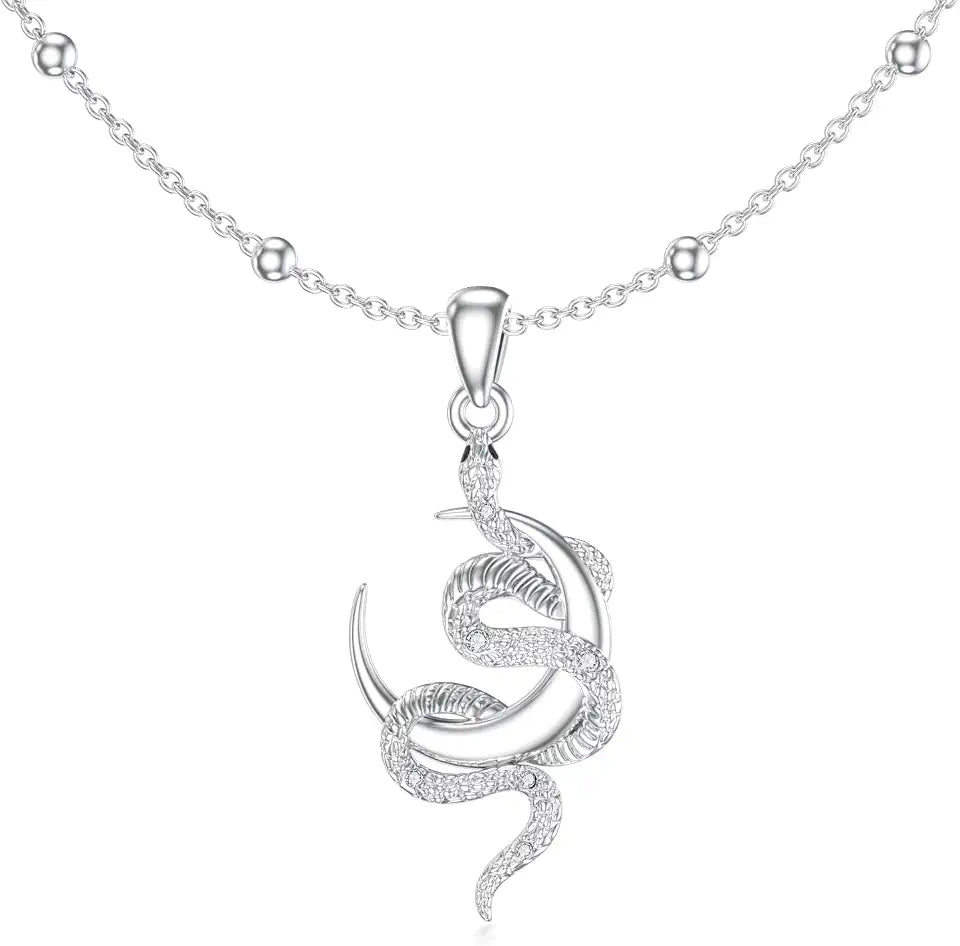 Sterling Silver Lab-Grown Diamond Moon Necklace
