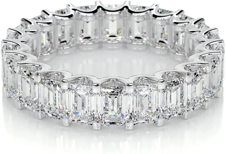 Sterling Silver Emerald-Cut Moissanite Ring