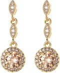 Gold-Tone Round Moissanite Drop Earrings