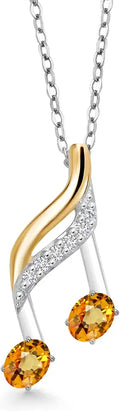 Gold-Tone Sterling Silver Lab-Grown Diamond Necklace with Birthstone