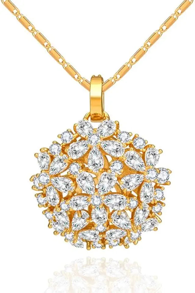 Gold-Tone Crystal Floral Necklace