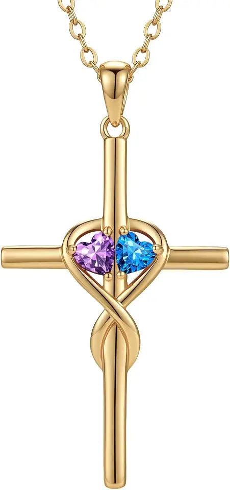 Gold-Tone Birthstone Cross Necklace