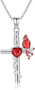 Sterling Silver Garnet Cross Necklace