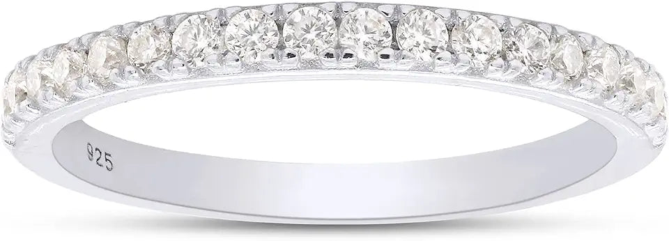 14K Gold-Plated Sterling Silver Round Moissanite Wedding Band