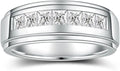 18K White Gold-Plated Sterling Silver Moissanite Wedding Band
