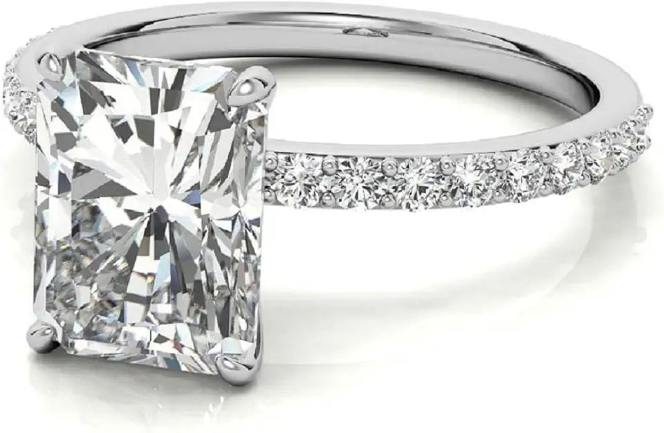 Gold-Tone Sterling Silver Moissanite Solitaire Engagement Ring