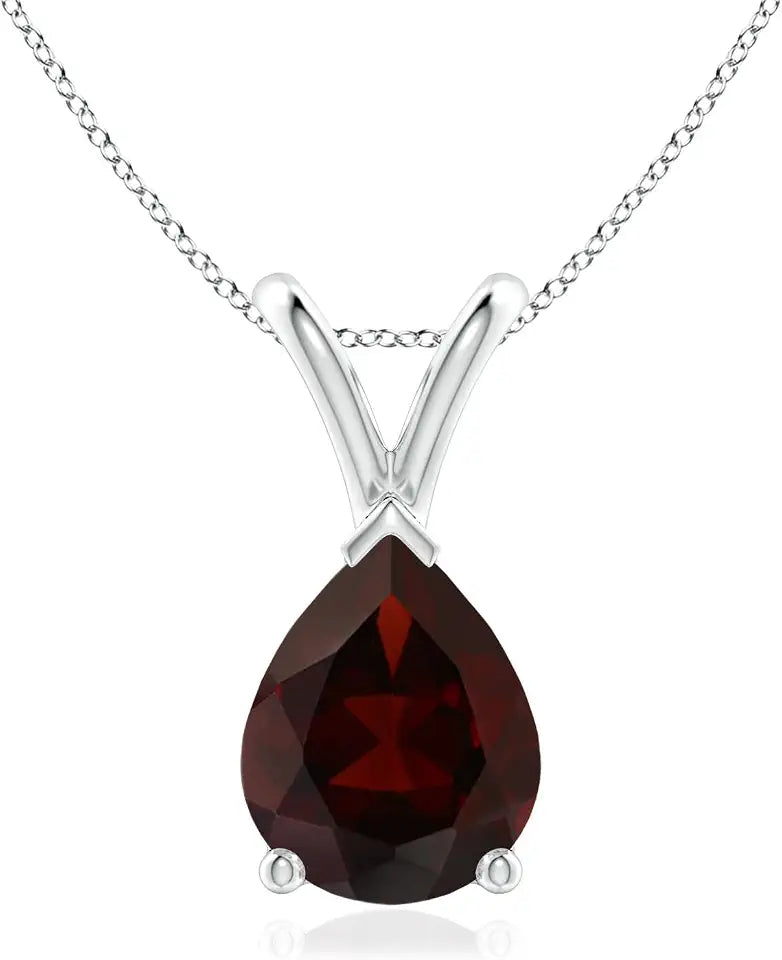 Sterling Silver Garnet Solitaire Pendant