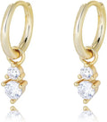 Gold-Tone Moissanite Hoop Huggie Earrings