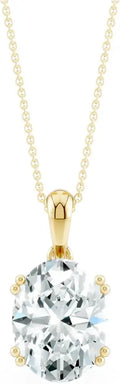 Rhodium-Plated Yellow Gold-Plated Sterling Silver Oval Moissanite Necklace