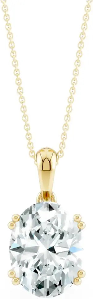 Rhodium-Plated Yellow Gold-Plated Sterling Silver Oval Moissanite Necklace