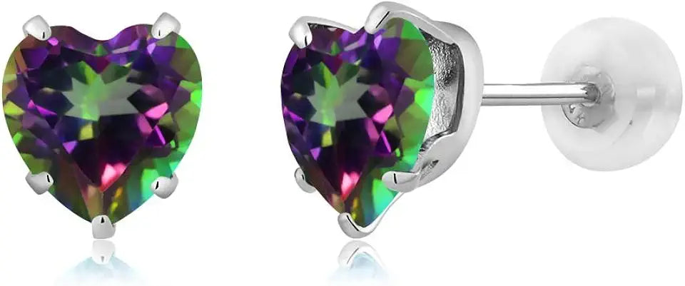 Gold-Tone Birthstone Stud Heart Earrings, 6MM
