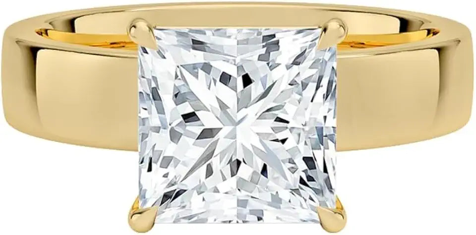 Gold-Tone Moissanite Solitaire Engagement Ring
