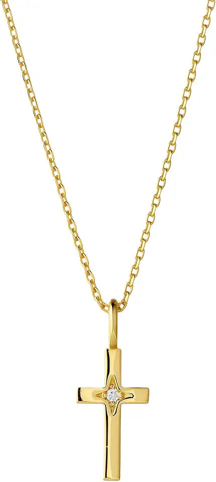 Gold-Tone Moissanite Cross Necklace