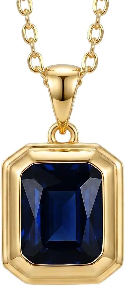 Gold-Tone Square Birthstone Necklace