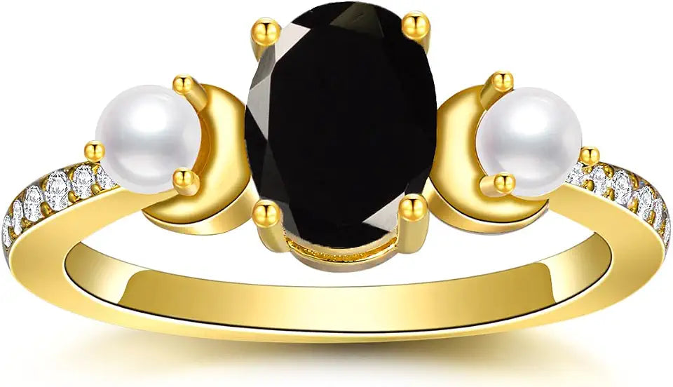 Gold-Tone Oval Freshwater Pearl Ring