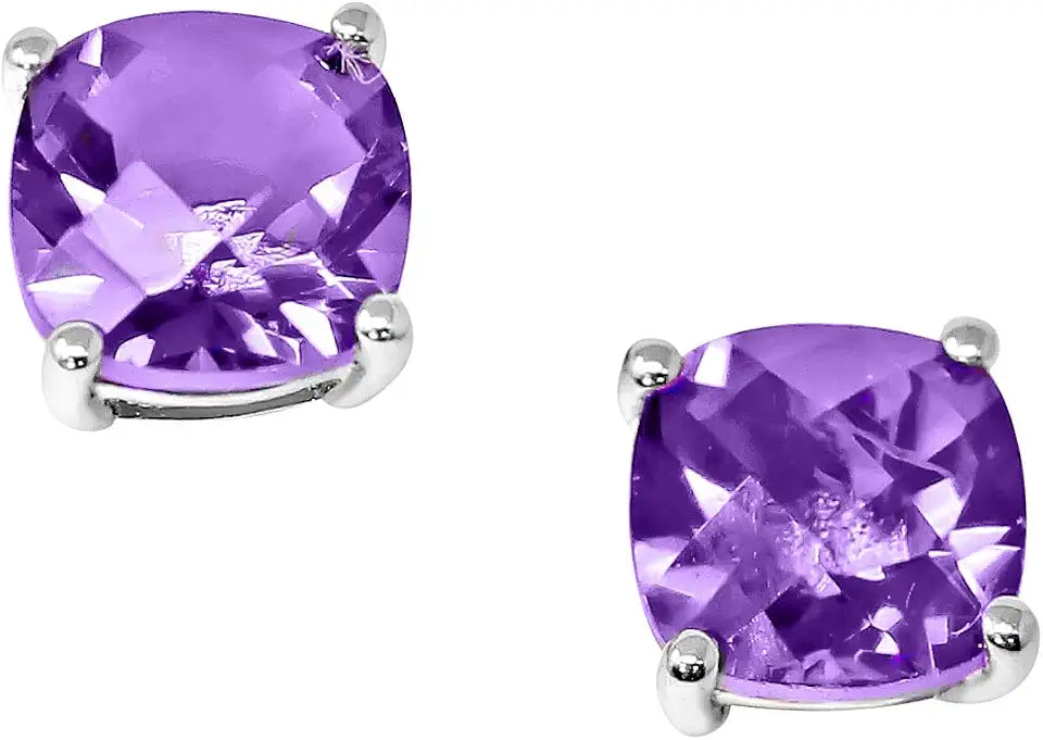 Gold-Tone Amethyst Stud Earrings