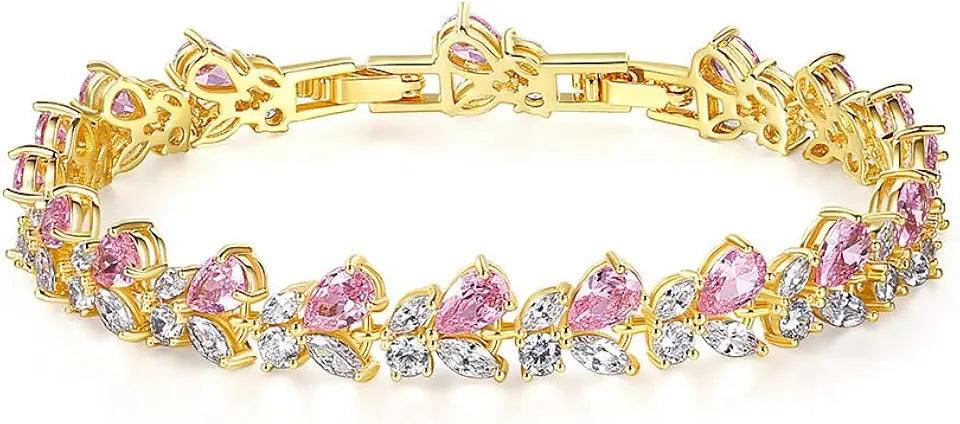 Gold-Tone Moissanite Heart Bracelet