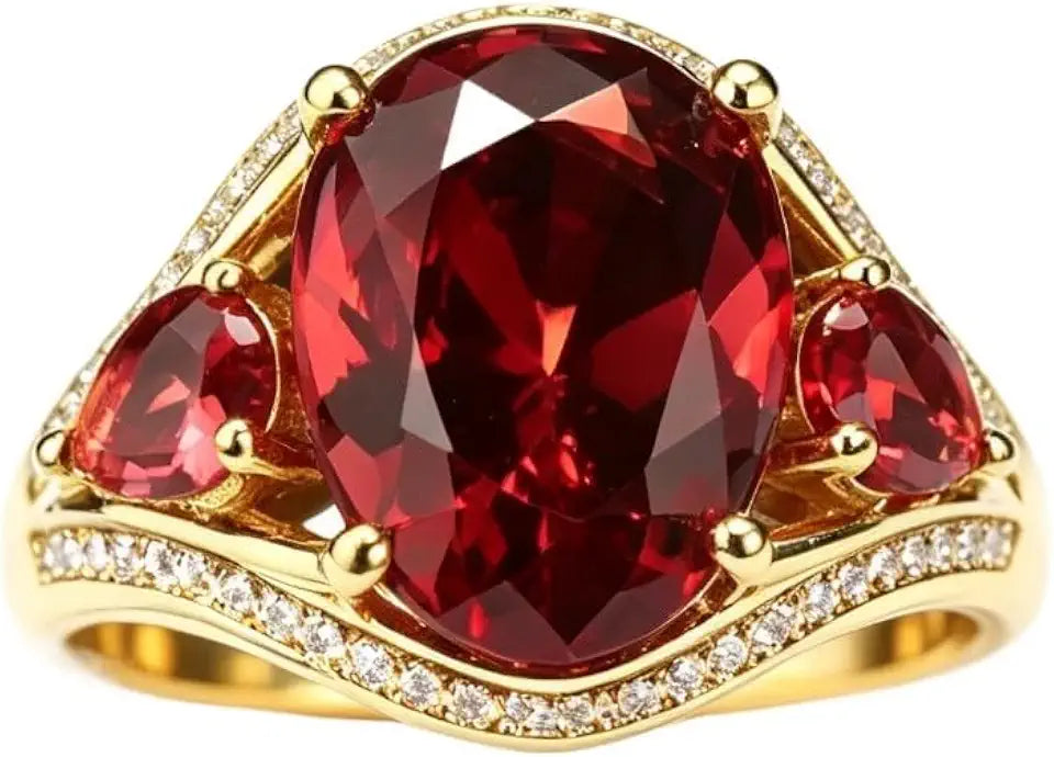 Gold-Tone Oval Ruby Ring
