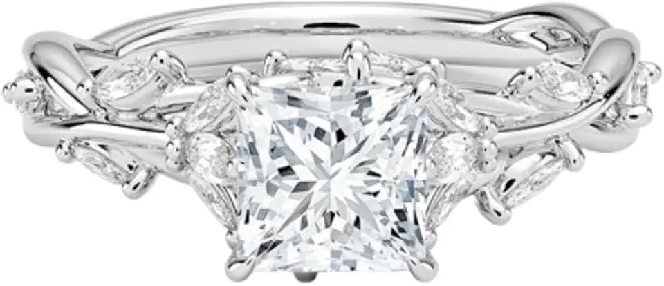 Gold-Tone Sterling Silver Moissanite Engagement Ring