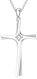 Sterling Silver Lab-Grown Diamond Cross Necklace