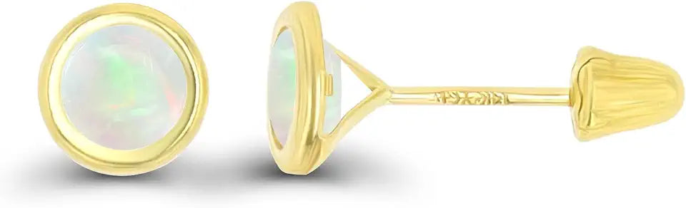 Gold-Tone Round Birthstone Stud Solitaire Earrings, 4mm