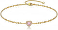 Gold-Tone Round Birthstone Heart Bracelet