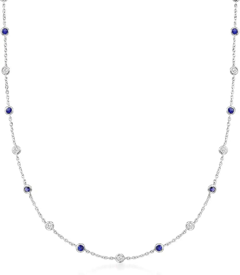 Sterling Silver Created Sapphire Necklace