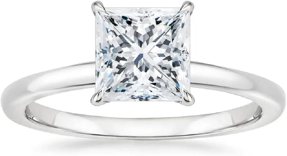 Gold-Tone Sterling Silver Moissanite Solitaire Ring