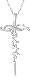 Sterling Silver Lab-Grown Diamond Infinity Cross Necklace