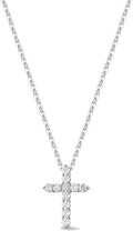 Sterling Silver Lab-Grown Diamond Cross Necklace