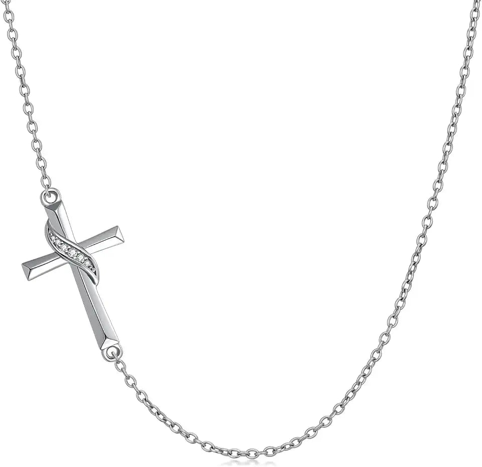 Sterling Silver Cross Necklace, 3 Inch