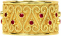 Gold-Tone Sterling Silver Round Ruby Wedding Band with Birthstone