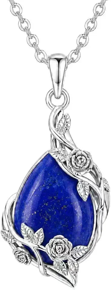 White Gold-Plated Teardrop Floral Necklace