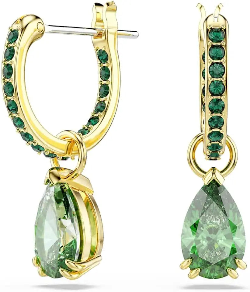 Rhodium-Plated Gold-Tone Pear-Cut Crystal Drop Earrings