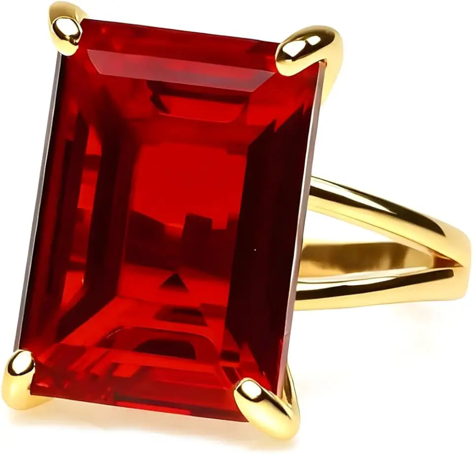 Gold-Tone Ruby Jewelry Set with Birthstone