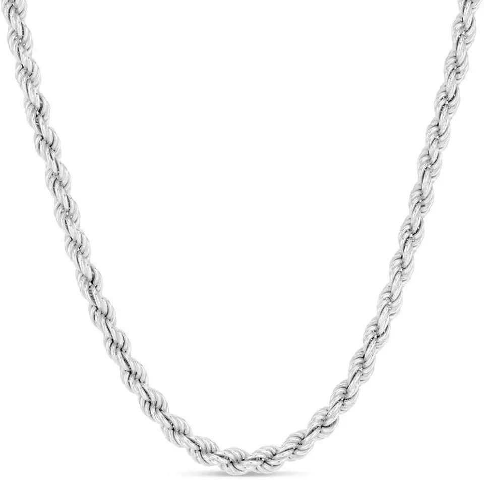 Sterling Silver Rope Necklace, 2MM
